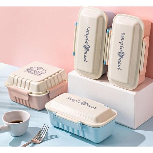 Creative Plastic Lunch Box Food Container Microwave Oven Removable partition Lunch Bento Boxes Lunchbox Free Shipping