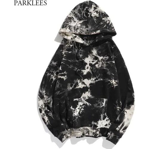 Cool Black Tie-dye Hoode Sweatshirt Men Women 2021 Spring New High Quality Mens Hoodies Harajuku Hip Hop Streetwear Sudaderas