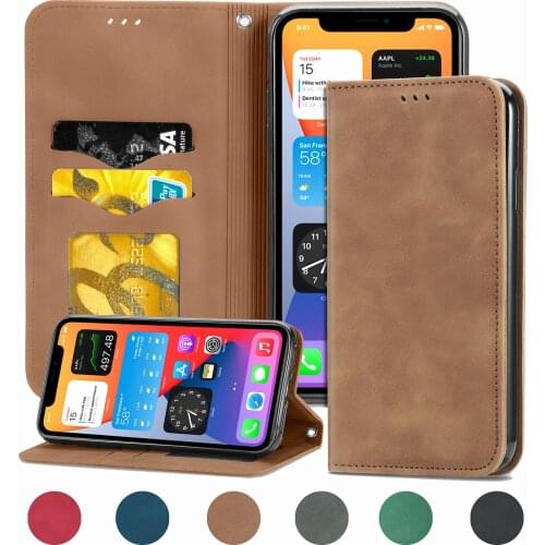 Pu Leather Magnetic Flip Case For iPhone 11 12 Pro Max Mini XS Max XR X 8 7 6s 6 Plus SE 2020 Cover Wallet Card Slots Stand Case