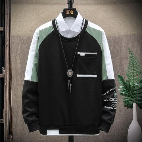 SFABL Fashion Mens Hoodies Casual Loose Round Neck Men Sweatshirt Streetwear Hoodies Male Pullover Long Sleeve 2021 Spring Tops