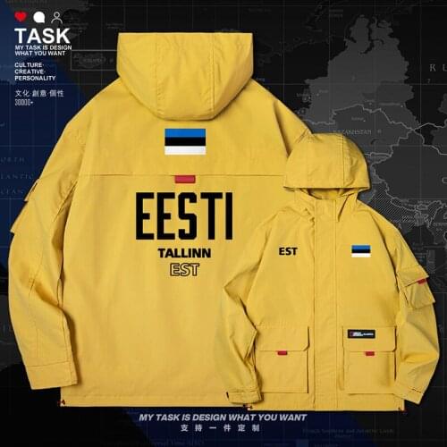 Estonia Estonian EST Eesti men jacket hooded nation flag mens trench coat men fashion long sleeve top printed autumn clothes