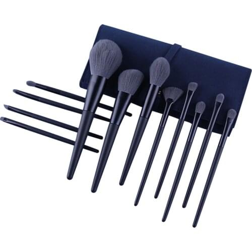 ZOREYA Natural Hair Makeup Brushes Set Phantom Blue 12pcs Foundation Brush Powder Blusher Face Professional Make up Brush Beauty