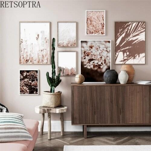 Wall Art Picture Pink Nature Plant Flower Canvas Painting Nordic Poster Summer Landscape Botanical Print Home Decoration