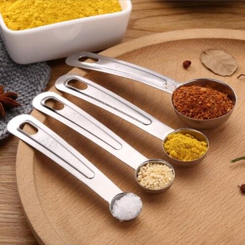 Stainless Steel Measuring Cup Kitchen Measuring Spoon Scoop For Baking Tea Coffee Kichen Accessories Measuring Tool 4pcs/Set