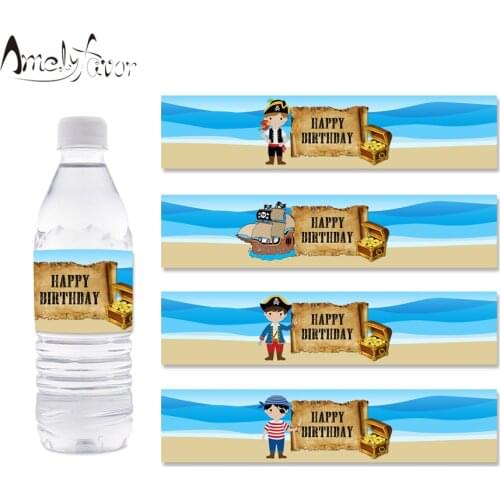 Pirate Water Bottle Labels Pirate Water Bottle Wrappers Kids Birthday Party Supplies Decorations Pirate Party Bottle Decor