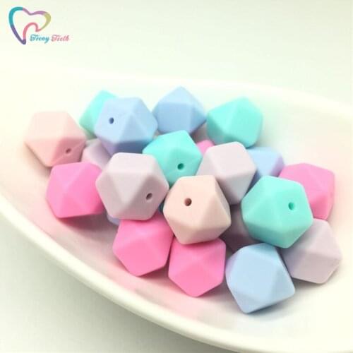 Teeny Teeth 10 PCS Candy Combo 17MM Hexagon Silicone Beads Baby Teething Necklace Baby Pendant DIY Pacifier Chain BPA Free Beads