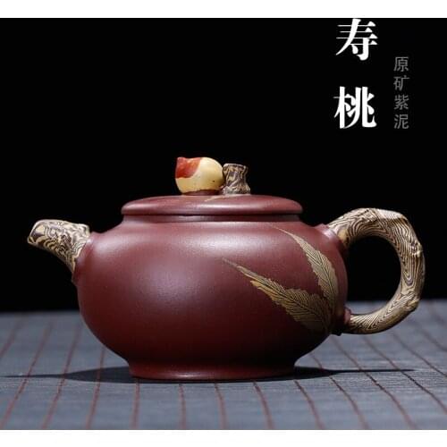 Qiantaofeng teapot wholesale Yixing purple sand pot raw ore Purple mud Shoutao pot flower artist teapot one substitute