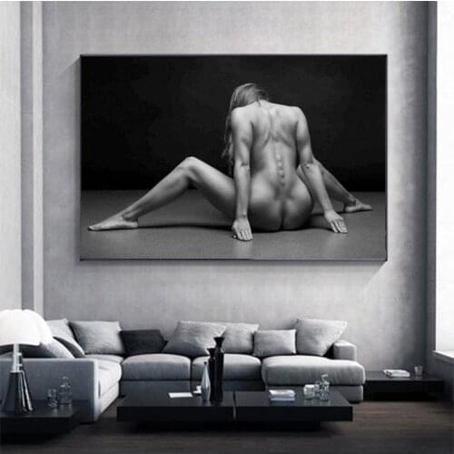 Sexy Female Nude Canvas Painting Black Background Posters and Prints Wall Art Pictures for Living Room Home Decoration Cuadros