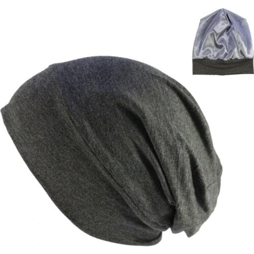 2pcs/lot Fahion Satin Lined Sleep Slouchy Cap Curly Girl Slap Solid Headwear Gifts for Frizzy Hair Women