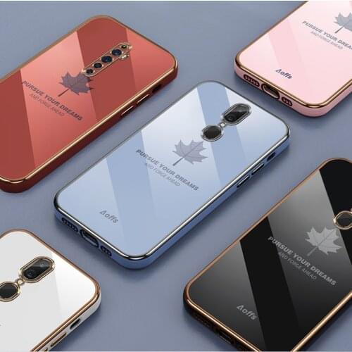 Luxury Plating Square Phone Case For Oppo A5 A9 2020 A5 A3S A7 A5S A91 A11X Reno2 Z Reno 2 Realme V5 V15 GT X7 V13 Mirror Case
