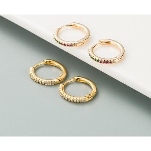 High Quality Rainbow Hoop Earrings For Women Multicolor Zircon Stone Simple Huggies Bohemia Elegant Earring Piercing Jewelry