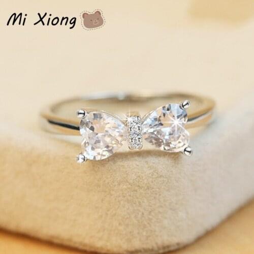 Mi Xiong Real 925 Sterling Silver Butterfly Ring Women Heart-shaped Engagement Brand Jewelry Wedding Party Gift Luxury Exquisite