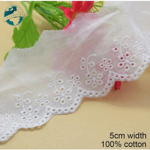 10yards 5cm 100% Cotton embroid lace sewing ribbon guipure trim african lace fabric warp knitting DIY Garment Accessories #3163
