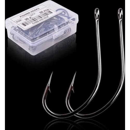 100 / 30 pcs Box Fishing Hooks Set Single Circle Fishhook Fly Fishing Carbon Steel Jig Barbed Carp Hook Sea Tackle Accessories