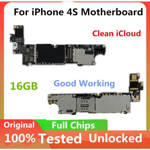 Factory Unlocked For Iphone 4S Motherboard Free ICloud with IOS System, 16/32/64gb Logic Boards for 4S Mainboard with Full Chips