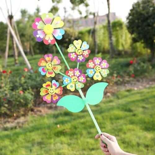 6 Wheel Cartoon Windmill Toys Whirligig Wind Spinner Pinwheel Yard Garden Decoration DIY Craft