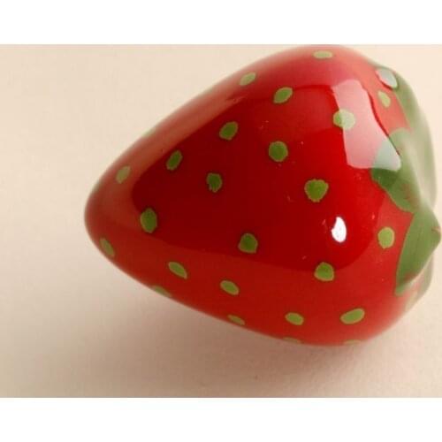 6 Pcs Kids Room Ceramic Modern Strawberry Kitchen Handle Drawer Knobs(Sizer:38*31mm)