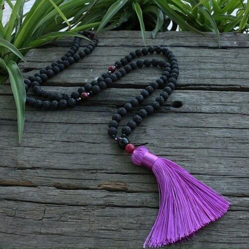 8mm Black Lava And Tigers Eye Beads Necklace, Calming And Patience JapaMala, 108 Bead Mala, Mala Jewelry, Mala Prayer Beads