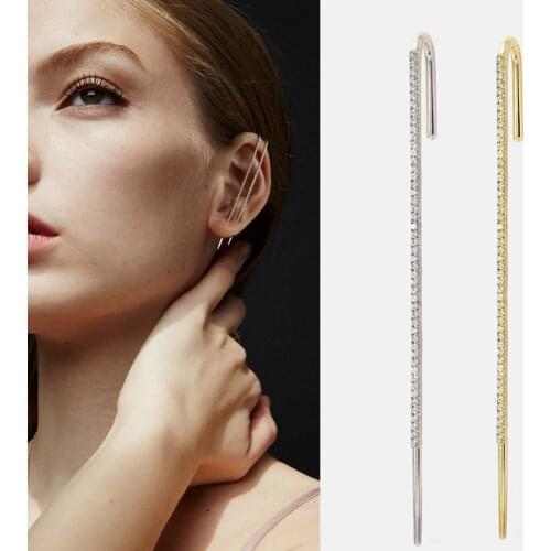 ANDYWEN 925 Sterling Silver Amoret Thread Ear Pin Ear Cuffs Earring Without Piercing Clips Earcuff Cuffs CZ Women Jewelry