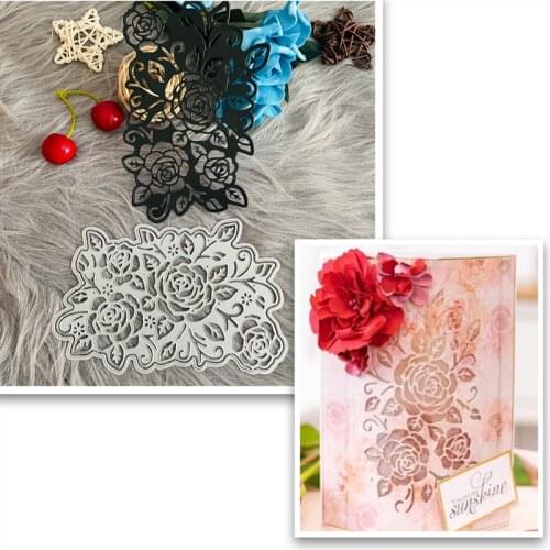 Rose flower with leaves frame background Metal Cutting Dies DIY Scrapbook Paper Cards Embossing Craft Die Cut handmade craft