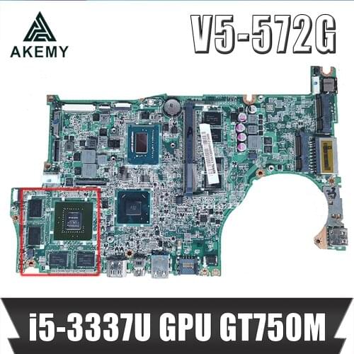DA0ZQKMB8E0 For ACER V5-572G V5-472G V4472 V5-572 notebook motherboard CPU i5 3337U GPU GT750M 4GB RAM 4GB 100% test work