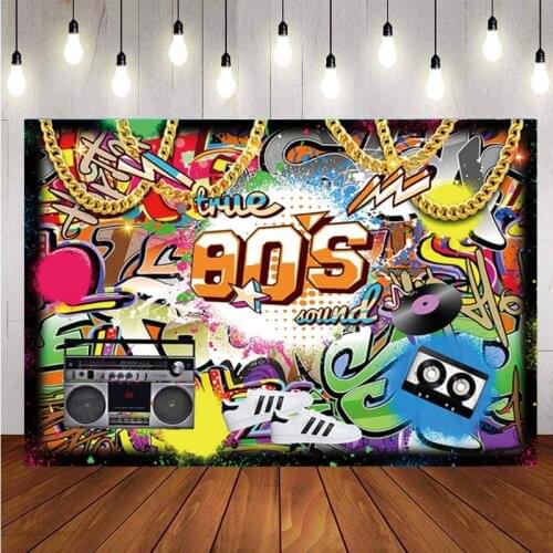 Hip Hop 80s Birthday Party Backdrop Music Graffiti Light Scene Party Photography Background For Photo Studio Prop