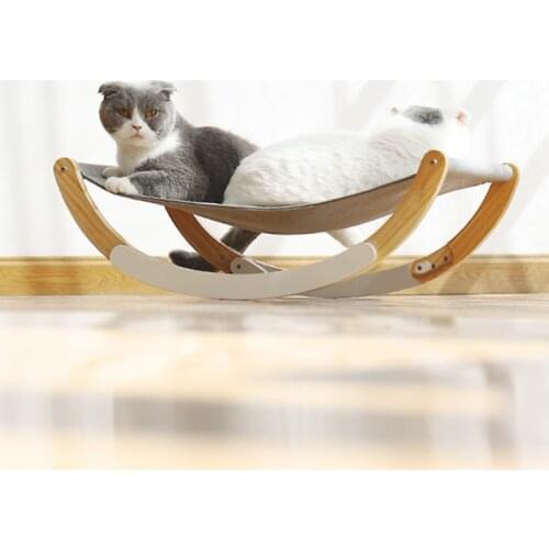 Cat Hammock Pet Cradle Gray Wood Soft Breathable Cloth Cat Bed Attractive Sturdy Perch Dog Mats Pet Shaker Bed For God Supplies
