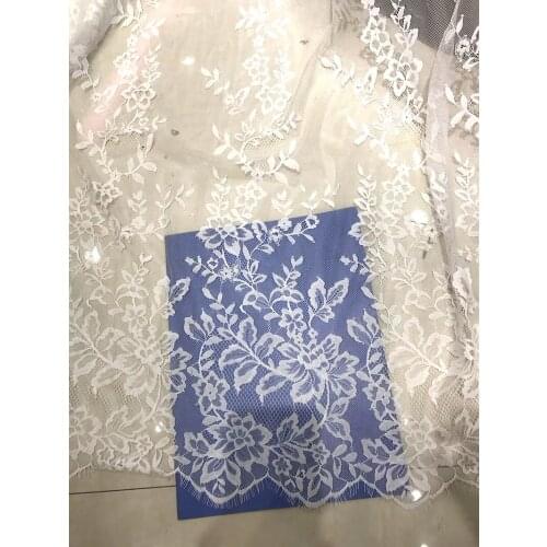 GLace 3M/Lot 1.5M wide Off white eyelash lace fabric European style bride wedding dress lace DIY accessoriesTX503