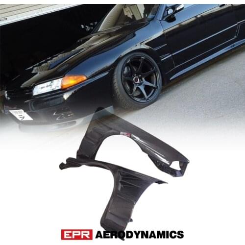 For Nissan Skyline R32 GTS BN Style Carbon Fiber Glossy Finished Front Fender Mudguards +25mm Exterior kit Car accessories