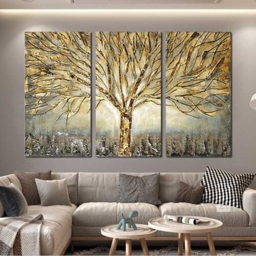 RELIABLI ART Gold Tree Pictures For Home Canvas Painting Abstract Poster Wall Art For Living Room Decoration Posters And Prints