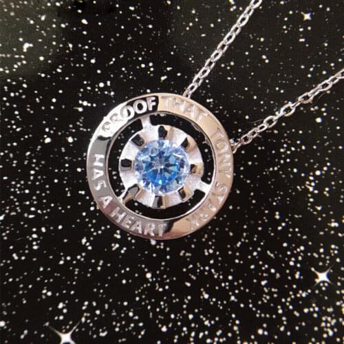 925 Sterling Silver Tony Stark Has A Heart Iron Man Arc Reactor Necklace Pendant Sweater Necklace For Women Jewelry Lovers Gifts
