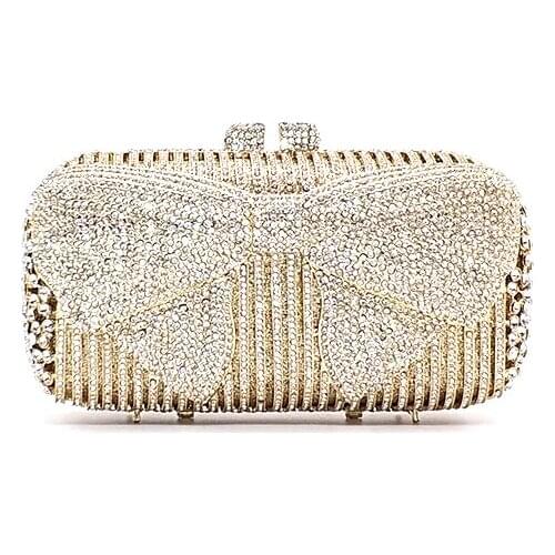 Fashion women evening party handbag diamonds cute bowknot purses luxury crystal clutches bridal wedding party purses bag