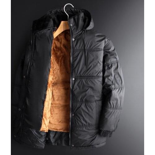 Middle-age Mens Plush Liner Thick Warm Coat Parka Hooded Winter Outwear T164