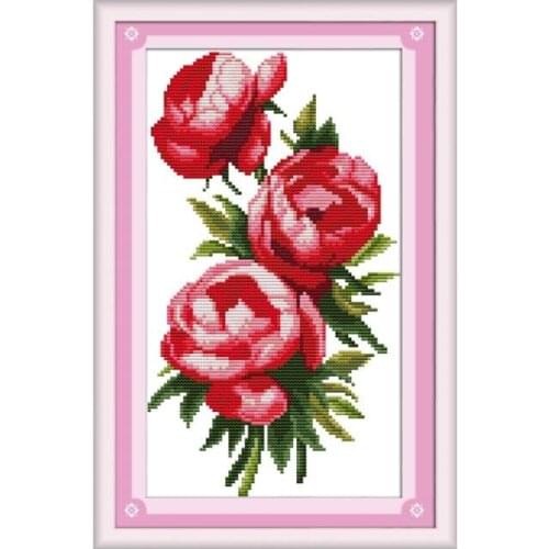 11CT 14CT Embroidered Cloth Handmade Cross-stitch Kit Three Gorgeous Rose Flowers diy Sewing Embroidery Wholesale Decoration