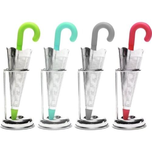 Stainless Steel Tea Infuser Umbrella Shape Silicone Herbal Spice Filter Strainer Holder