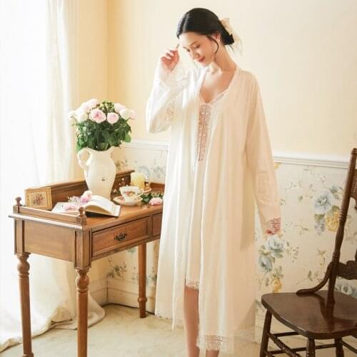 Hot Womens Long Sleeping Dress White Nightgown Sleeve Summer Nightdress Elegant Vintage Nightgowns Home Dress for Sleeping