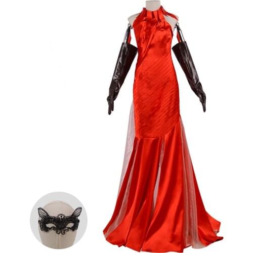 2021 New Arrival Cruella Cosplay Red Dress Fashion Queen Costume Wedding Evening Party Halloween Gown Fancy With Mask