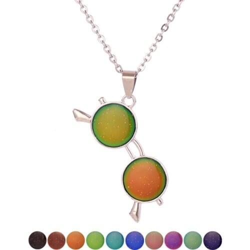 Glasses Mood Necklace Temperature Control Color Change Mood Glasses Necklace For Women Jewelry Girls Gift