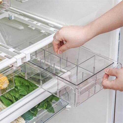 Fridge food Stratification Organizer Storage Rack Box Fridge Freezer Shelf Holder Pull-out Drawer Space Saver Kitchen Organizer