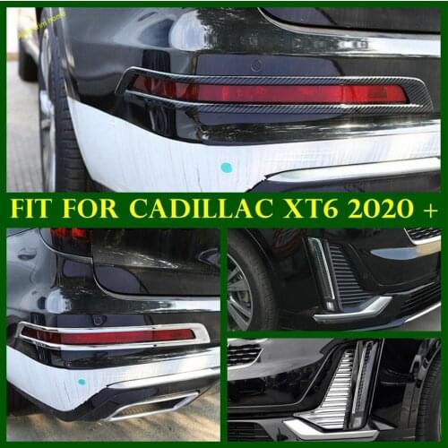 Front & Rear Fog Lights Lamps Foglight Decoration Protection Cover Trim ABS Chrome / Carbon Fiber Fit For Cadillac XT6 2020 2021