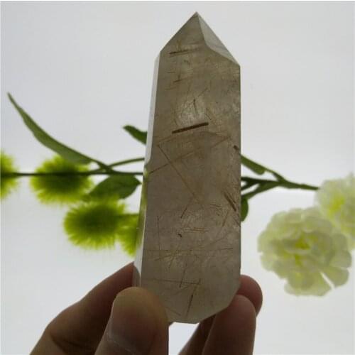 Rutile Crystal Wand Wicca Stone Island Cristals Decor Pierre Meditation Stones Islan Quartz Gemstone Wand Reike Healing Chakra