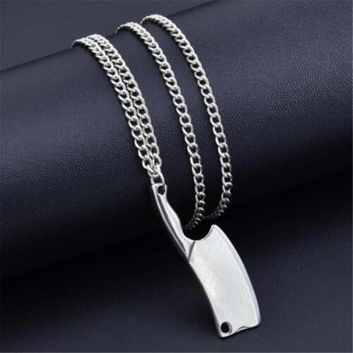 Chef Jewelry Alloy Kitchen Knife Silver Pendant Chain Charm Butcher Necklace