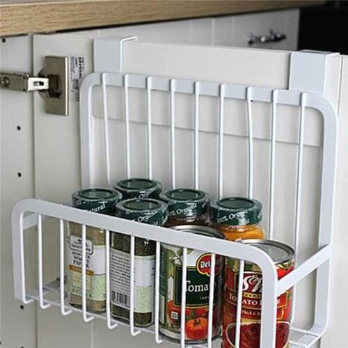 Carbon steel food storage shelves kitchen seasoning container rack storage organizer holder stand for refrigerator wall hook