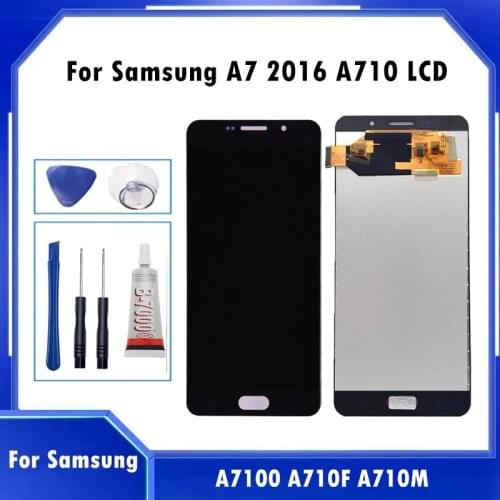 100% Tested LCD For Samsung Galaxy A7 2016 A710 A710F A710M A700K A7100 LCD Display Touch Screen Digitizer Assembly Free Gifts