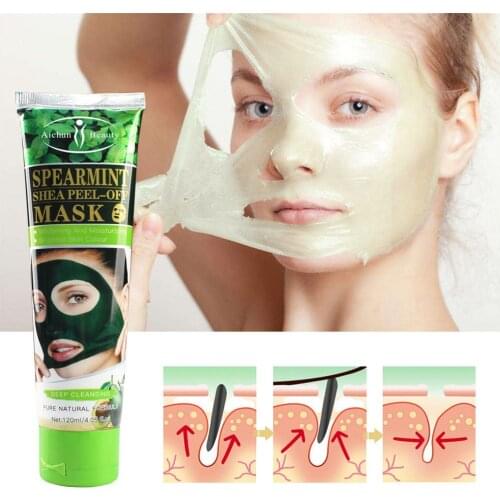 LAIKOU Mint & Shea Butter Shrink Pores Tearing Mask Whitening Moisturizing Deep Cleaning Blackhead Remover Face Mask Skin Care