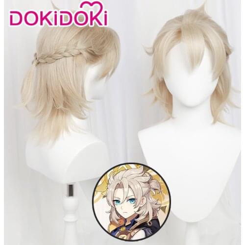 DokiDoki Game Genshin Impact Cosplay Lace Halloween Albedo Front Lace Cosplay Wig Genshin Impact Albedo Front Lace Cosplay Hair