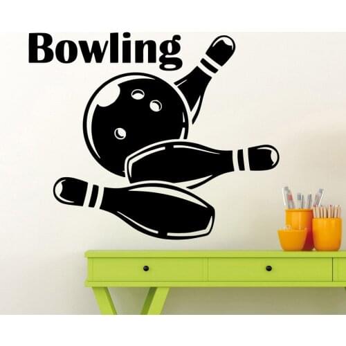 Bowling Wall Stickers Vinyl Skittles Bowling Ball Sport Club Wall Decals Bowling Logo Home Room Decor Waterproof Mural X644