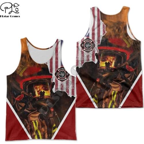 PLstar Cosmos Amazing Cool Firefighter Fireman Summer Tank Top Fashion For Men And Women Casual 3D Print Colorful Beach Vest Q50