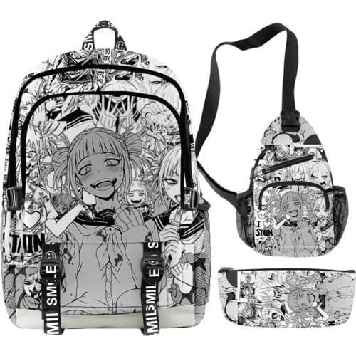 Japan Anime My Hero Academia 3D Backpacks Men Women 3 Pieces Boys Girls School Bags Oxford Waterproof Large Capacity Travel Bags
