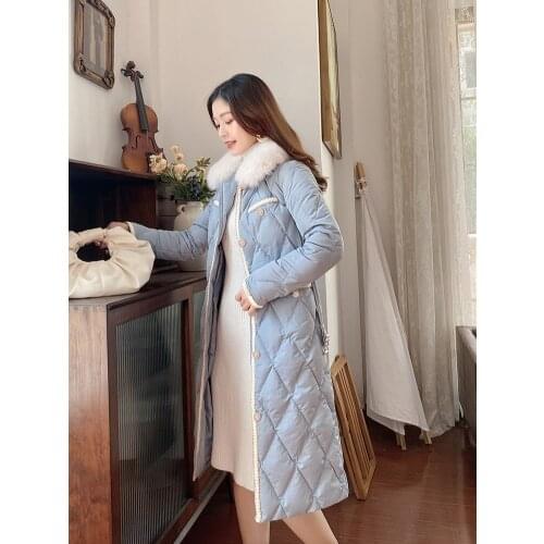 Winter Cotton Jacket Female 2021 Real Fox Fur Collar Coat Women Long Parka Ladies Jackets Elegant Casaco Feminino Inverno Gxy146